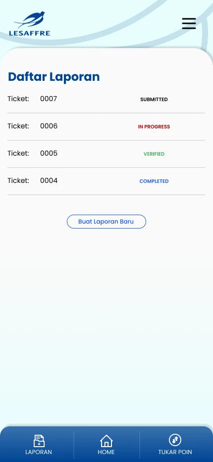 Cuplikan alur daftar dan pembuatan laporan Lapor K3