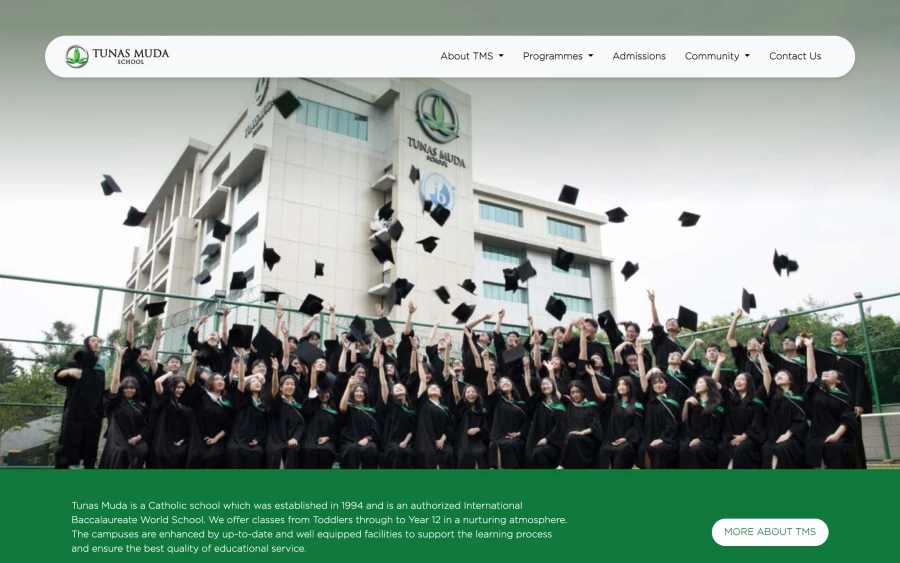 Cuplikan website Tunas Muda School, Lumier Sigma, dan MWhite Clinic